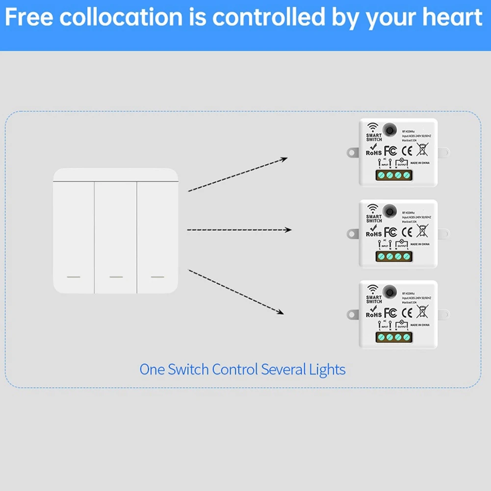 【Superdeals】3 ชิ้นสวิตช์ไฟผนังไร้สาย RF 433 เมกะเฮิร์ตซ์รีเลย์ตัวรับสัญญาณพร้อม 2X 3 แก๊งแผงสวิตช์ LED รีโมทคอนโทรลสําหรับหลอดไฟ LED