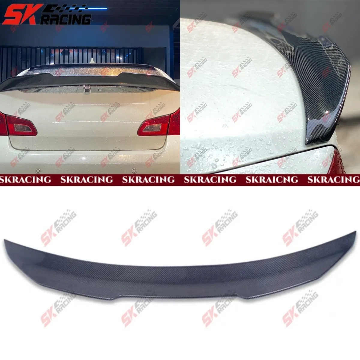 

Fits Infiniti G37 08-13 2-Door Glossy Black/Carbon Fiber Rear Trunk Spoiler Wing