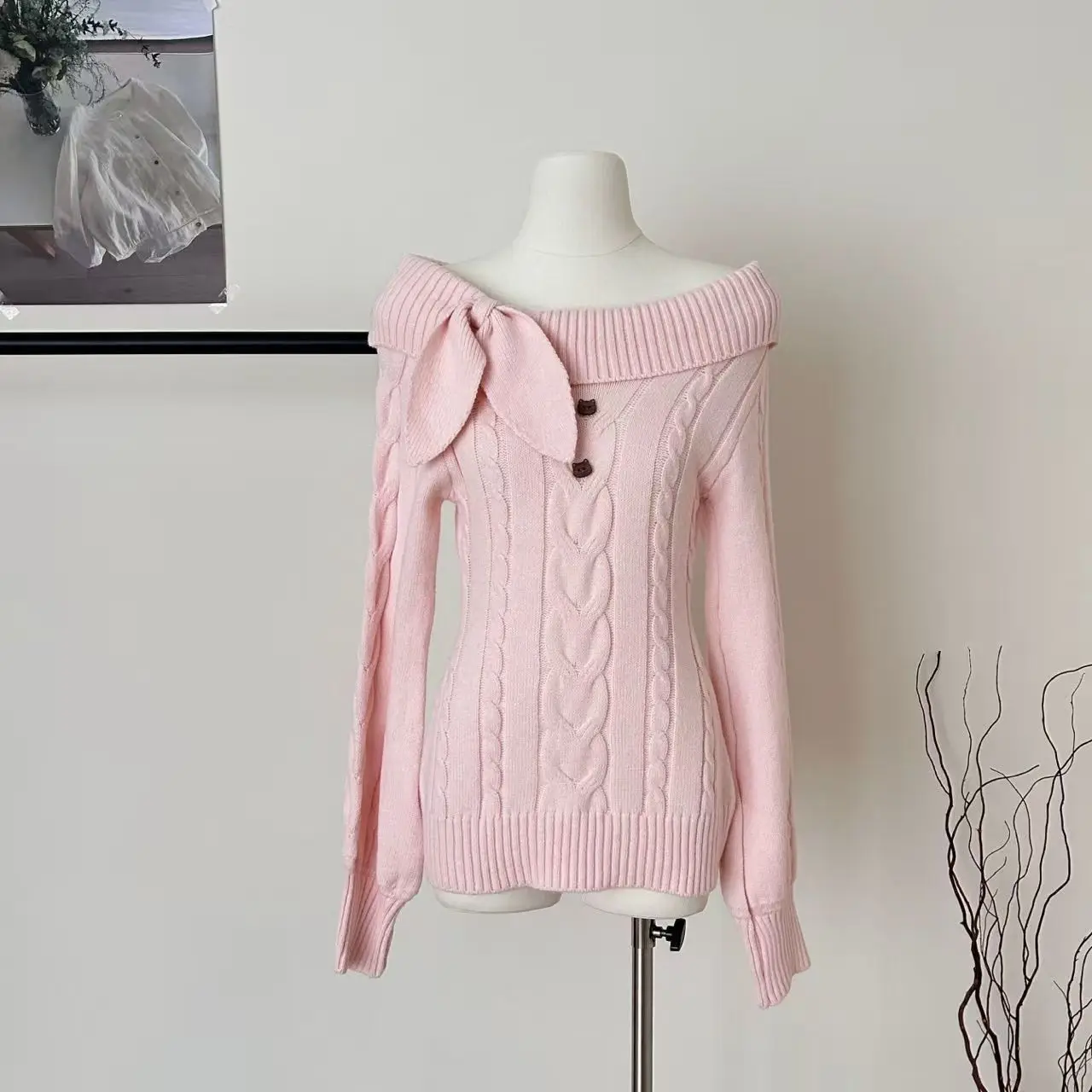 

Корейский повседневный винтажный вязаный пуловер, женский модный милый теплый тонкий свитер Kawaii, женский дизайн, элегантный однотонный милый трикотаж Y2k