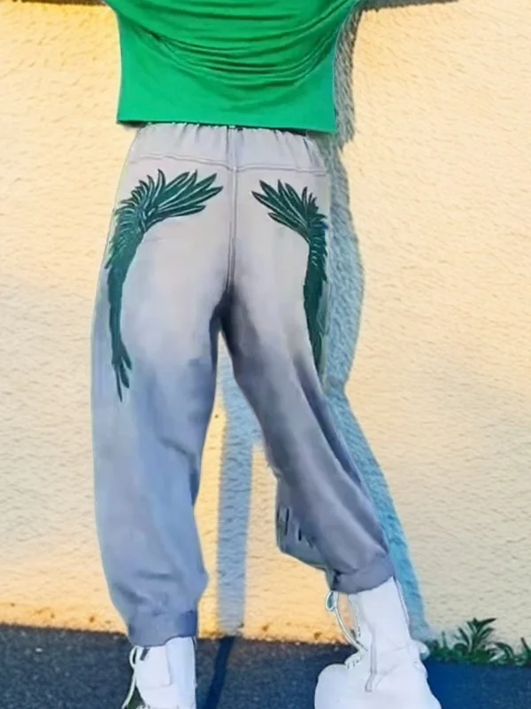 

2026 New Autumn High-End Design Retro Faion Weathered Bla ey Embroidery Harlan Denim Pants Women's Long Trousers