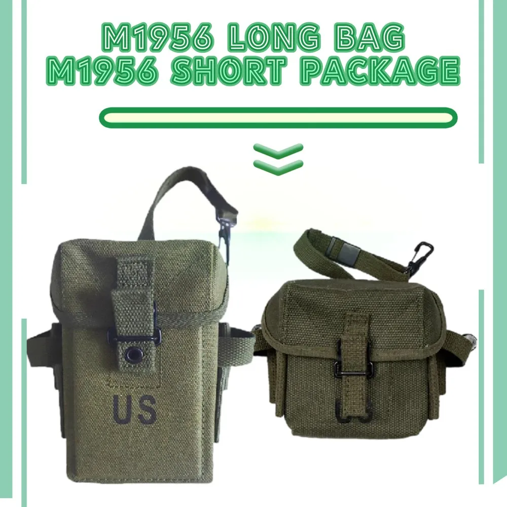 

WW2 Vintage M1956 Style Heavy Canvas Waist Pack Short M16A1 Gear Bag Long M14 Universal Tactical Retro Fanny Pack Survival Pack