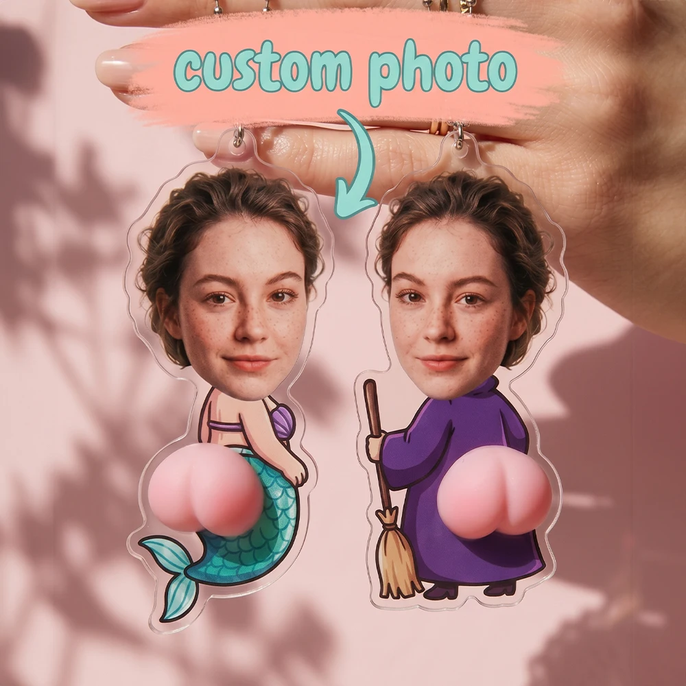 1pc Custom Photo Butt Keychain,Cute Fantasy Cartoon Keychain,Unique Silicone Butt Design,Backpack Decoration,Key Organizer