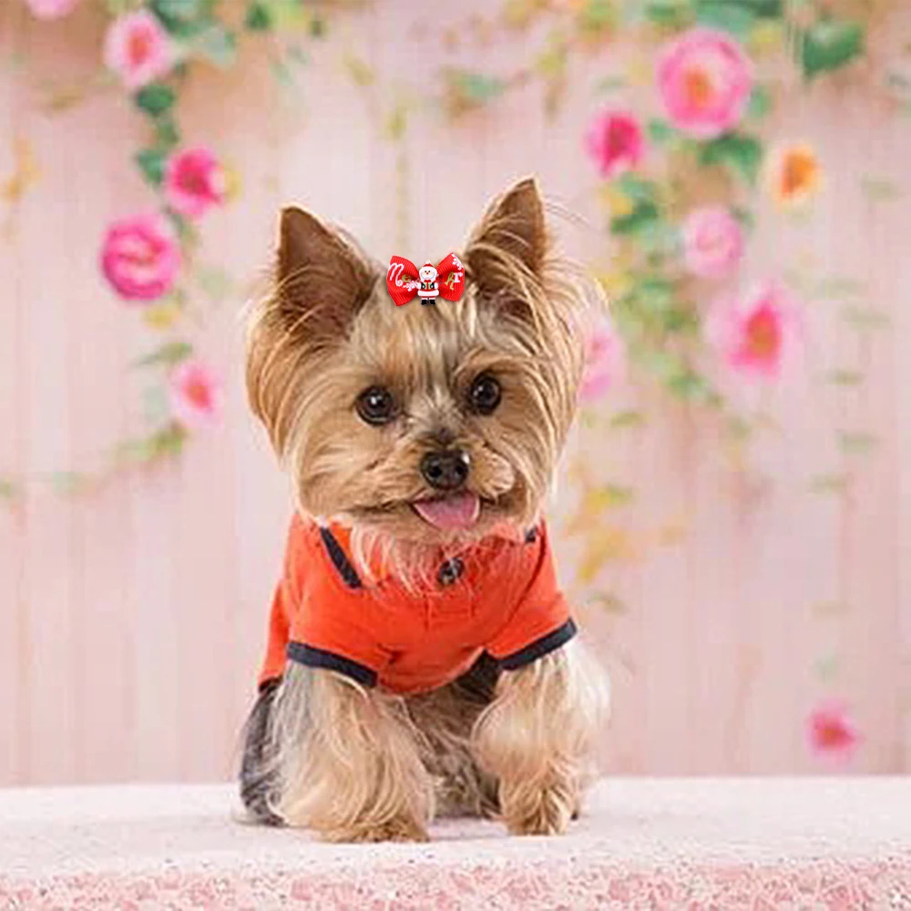 New Puppy Bows 10/20/30PCS Christmas Supplies For Small Dogs Cute Dog Hair Accessories Winter Dog Bows With Rubber Bands