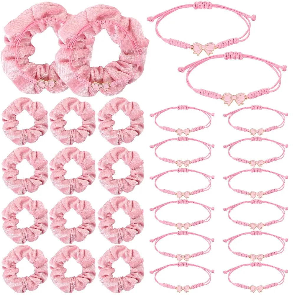 1-50 Sets de Coleteros Coquette Rosas y Pulseras con Lazo, Recuerdos para Fiestas de Niñas, Cumpleaños, Pijamadas, Despedidas de Soltera, Equipos de Animación