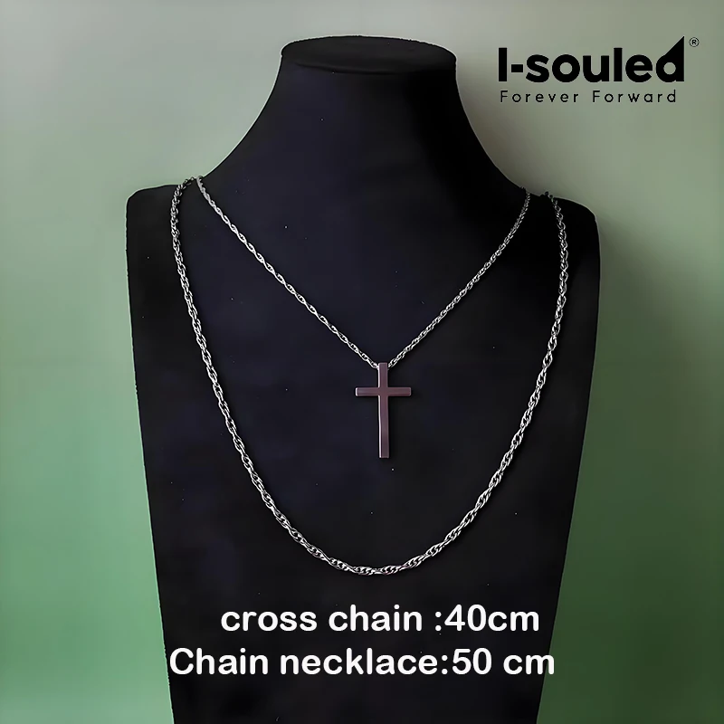 Unisex Titanium Cross Necklace Set｜ Hypoallergenic Layered Chain｜ Christian Gift｜ Fade-Resistant