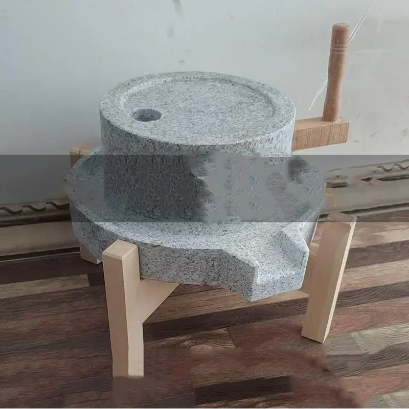 

220v Electric 20-30CM Thickened Household Stone Mill With Wooden Frame Traditional Rice Noodle Machine Soy Milk Tofu Machine