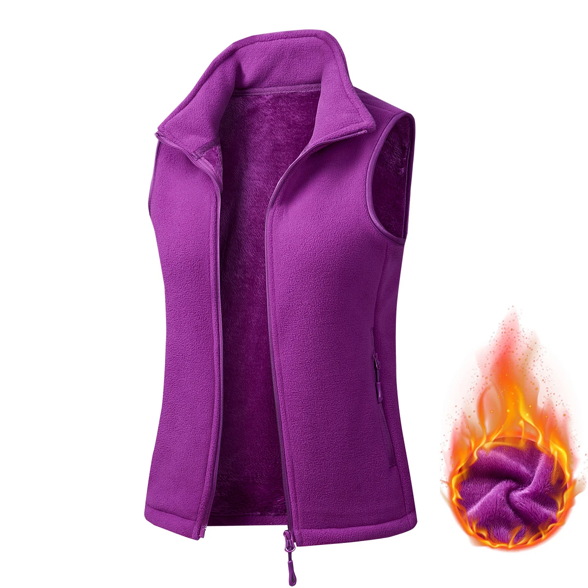 Autumn Winter Polar Fleece Vest Women's Windproof Outdoor Warm Sleeveless  Coat 2025 Plush Stand Collar Casual Waistcoat image 4