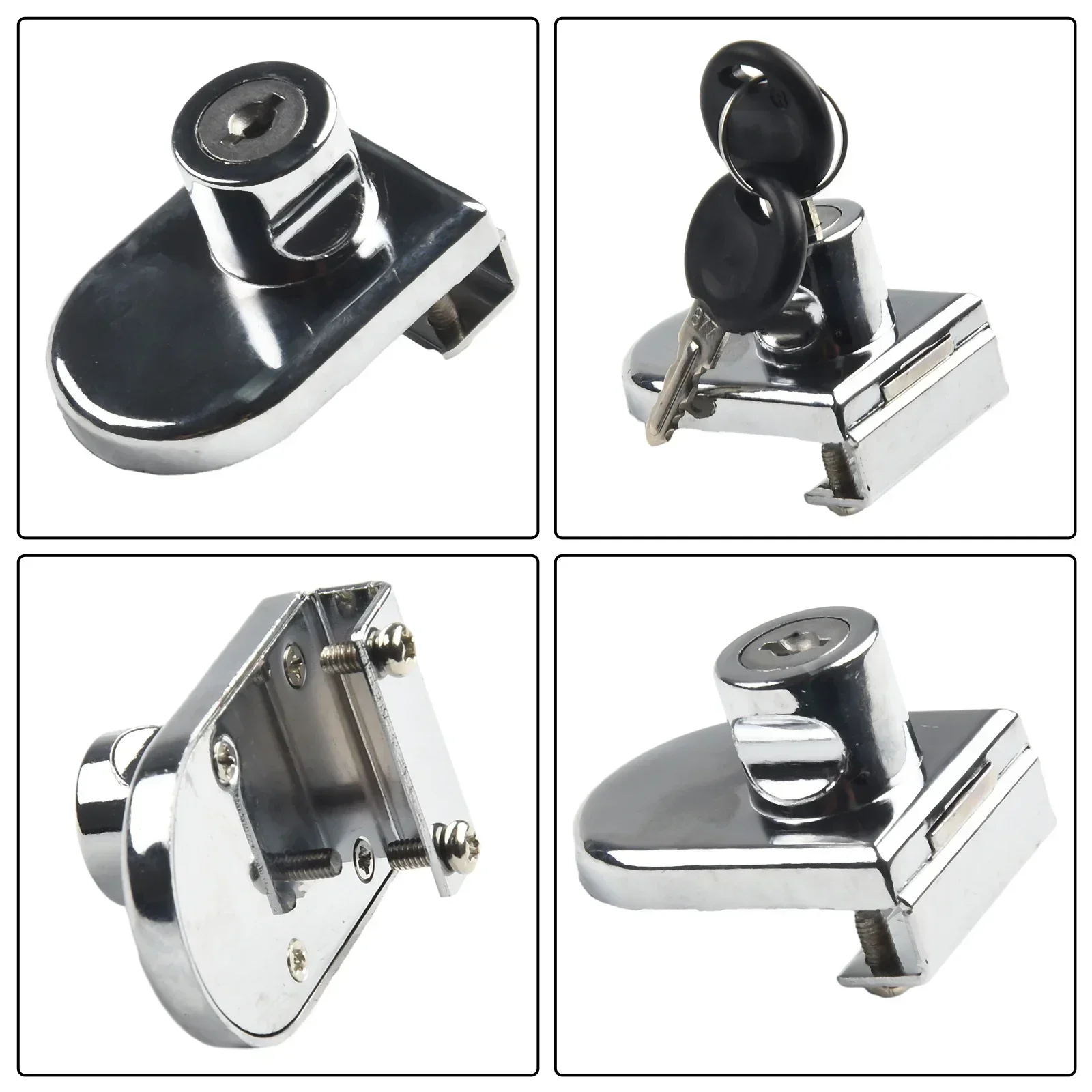 

Replacement Punch free Display Cabinet Glass Door Lock Double-Door Improvement Hardware Kitchen Silver Accessories