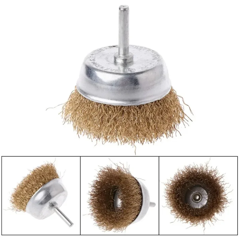 50-100mm Steel Wire Brush Brass Plated Wheels Brushes Drill Rotary Tools Metal Rust Removal Industrial Polishing Brush