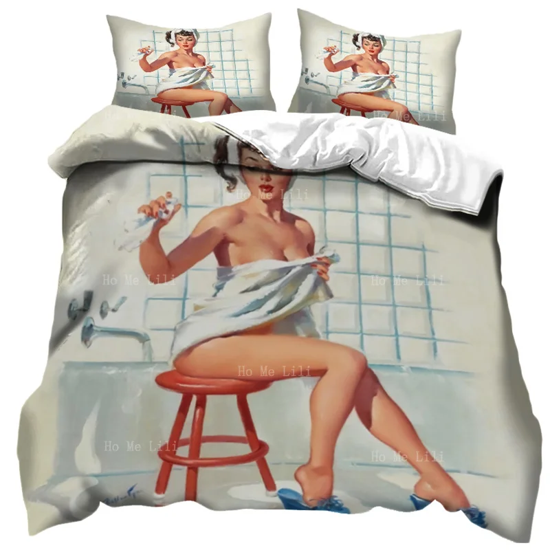 

Sexy Pajama Pin Girl Sitting In Front Of Bathtub Duvet By Ho Me Lili Bedding Set Dress Up The Bedroom