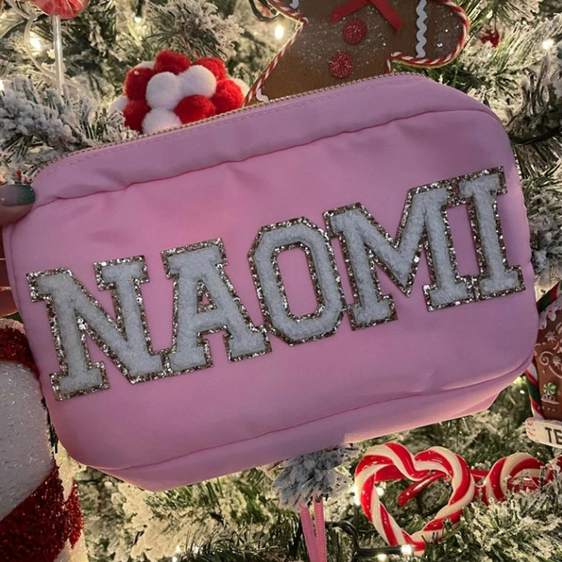 Fast Ship Cute Holiday Gift Personalized Custom Cosmetic Bag Waterproof Nylon Zipper Toiletry Bags Travel Cosmetic Bags