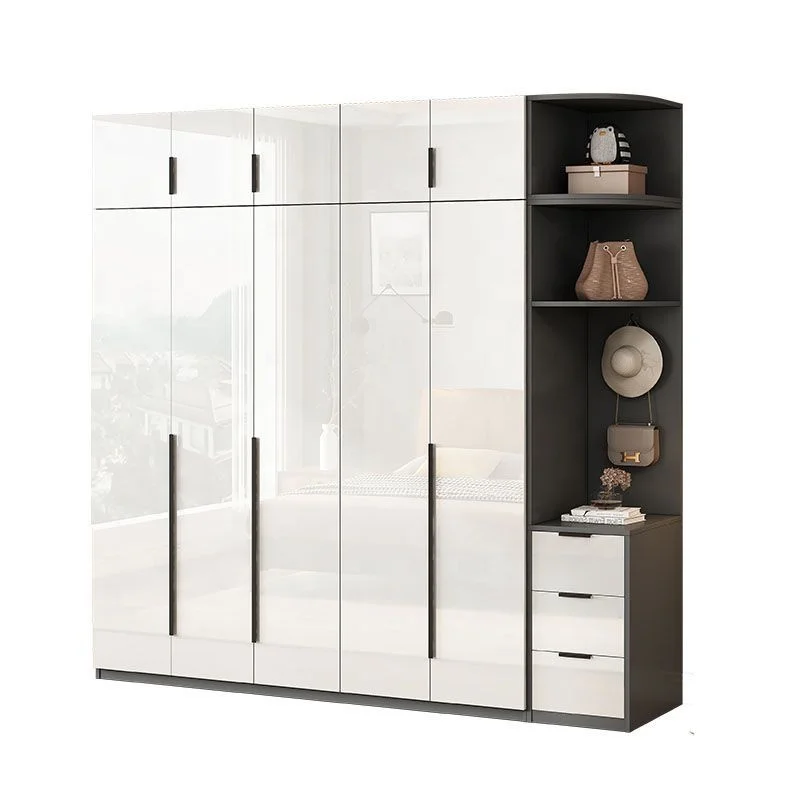 Wholesale Price Simple Modern Design Combination Wood Frame Bedroom Furniture Wardrobes with 5 Doors and Large Storage