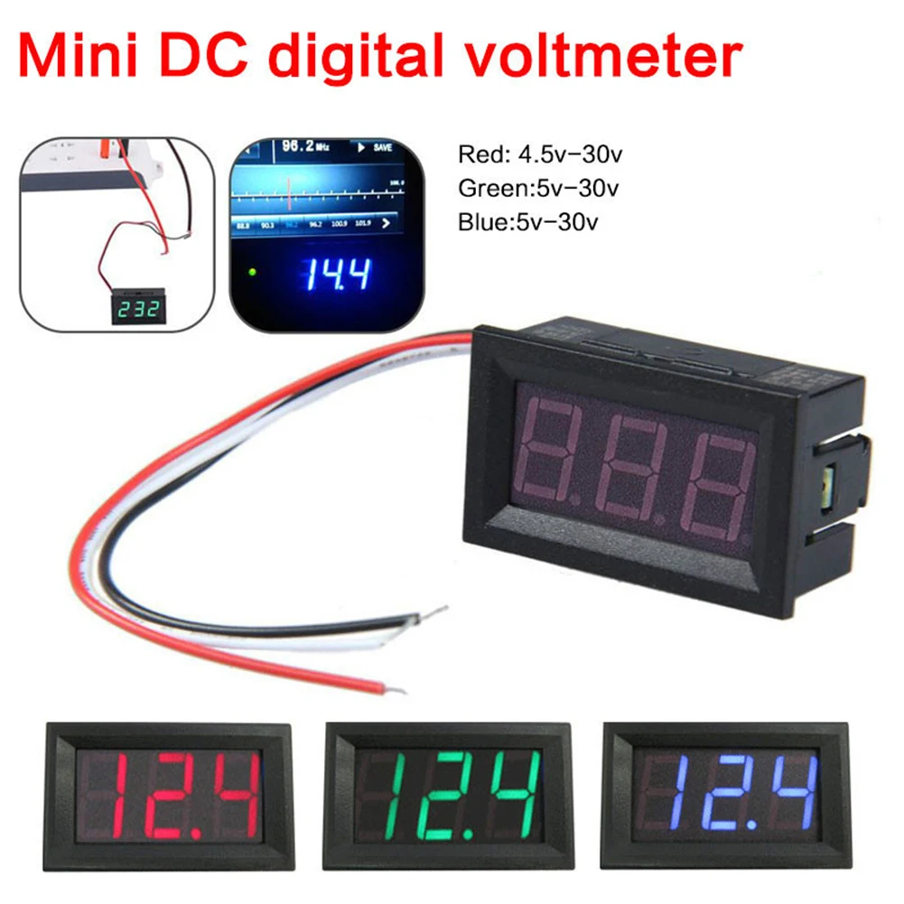 DC4.5V-30V Digital Voltmeter Waterproof 0.36/0.56 Inch Voltage Panel Meter LED Display Voltage Gauge for Car Boat Motorcycle