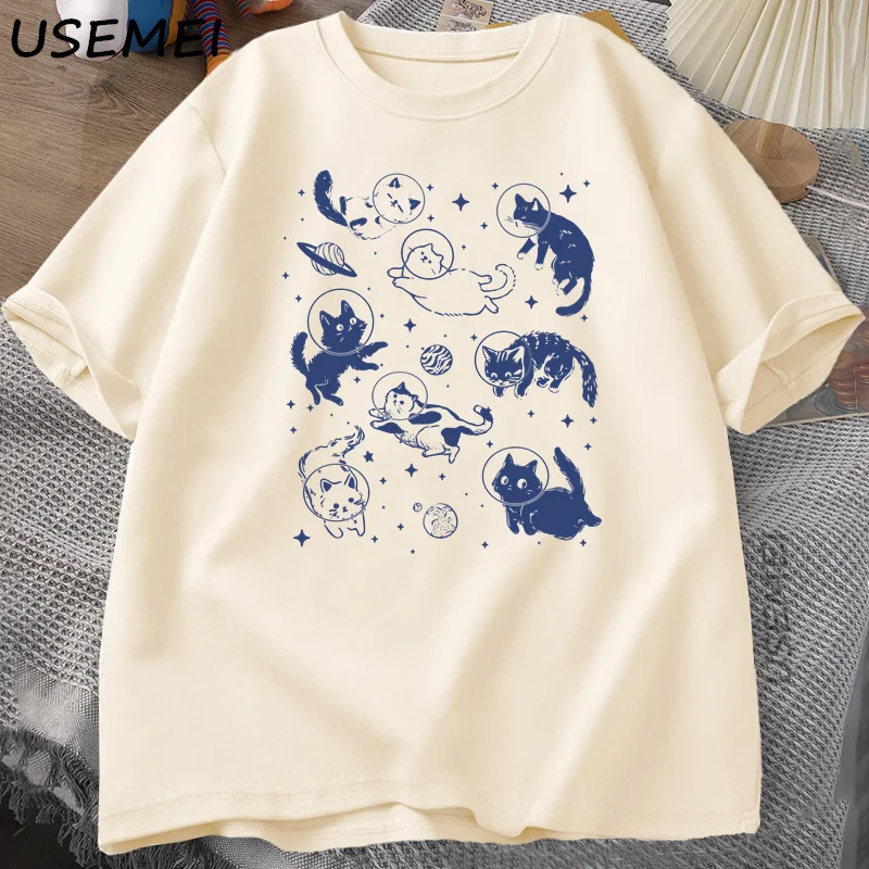 

T-shirt Summer Fashion Hand Drawn Printed Basic T-shirt Women's Casual Short Sleeved Oversized Top Pullover