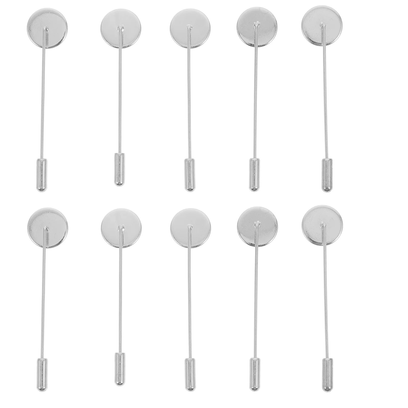 

10 Pcs Brooch Holder Breastpin Stick Sticks Round Tray Lapel Safety Blank Clothing Accessories Quilting Pins