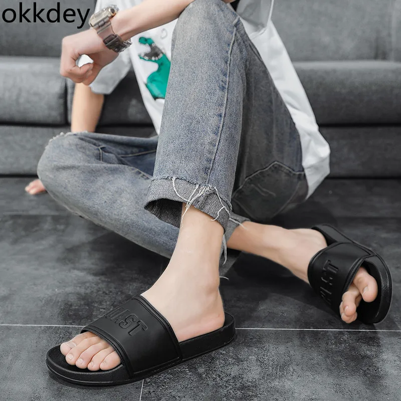 Summer Men Slippers Indoor Home Slides Trendy All-match Comfortable Outdoor Beach Non-slip Wear-Resistant Slippers for Men Shoes