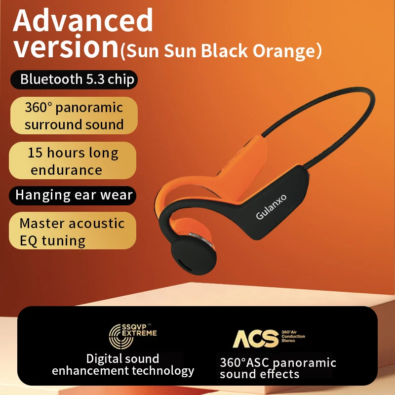 

Gulanxo-T6 bone conduction earphones, wireless Bluetooth earphones, 15H battery life with microphone, sports earphones