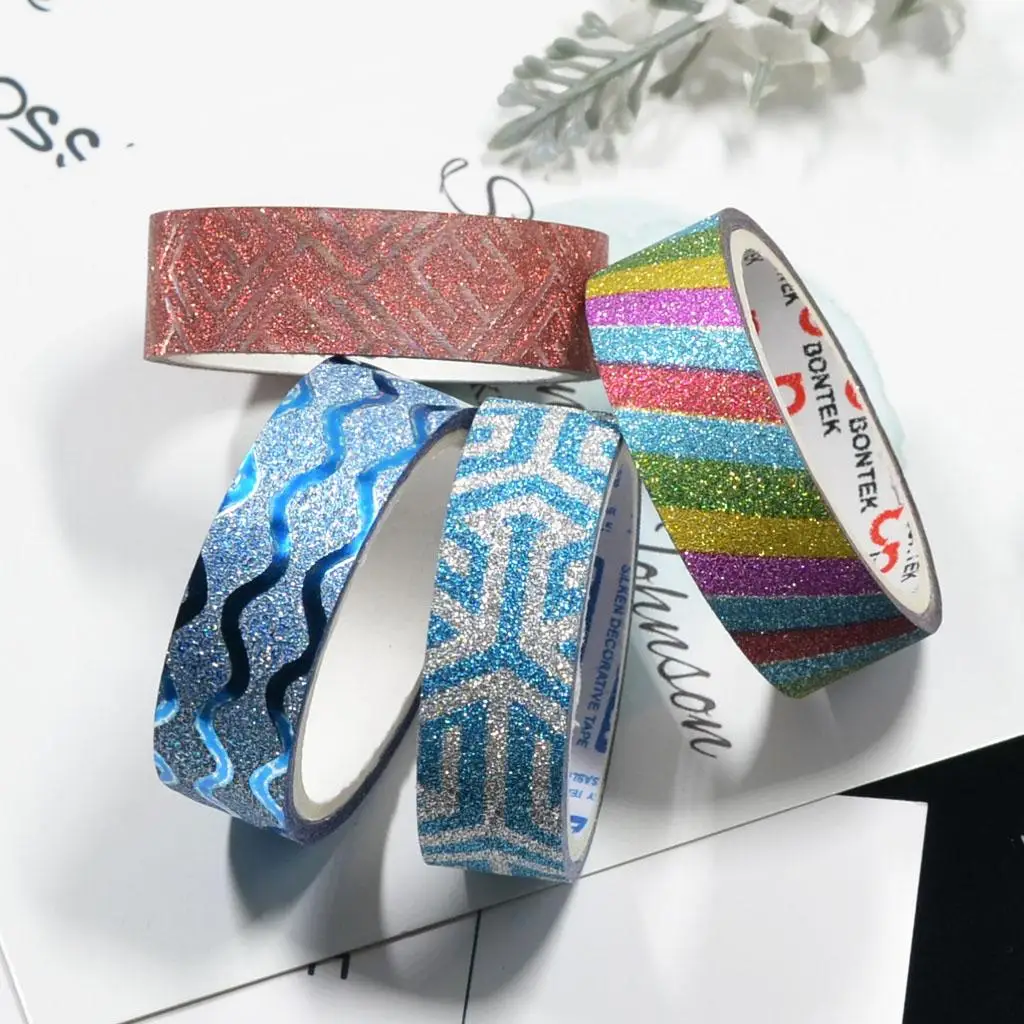 10 gulungan Glitter Washi Masking Tape Set selotip selotip untuk stiker kertas Masking rasio Tape perlengkapan kantor sekolah