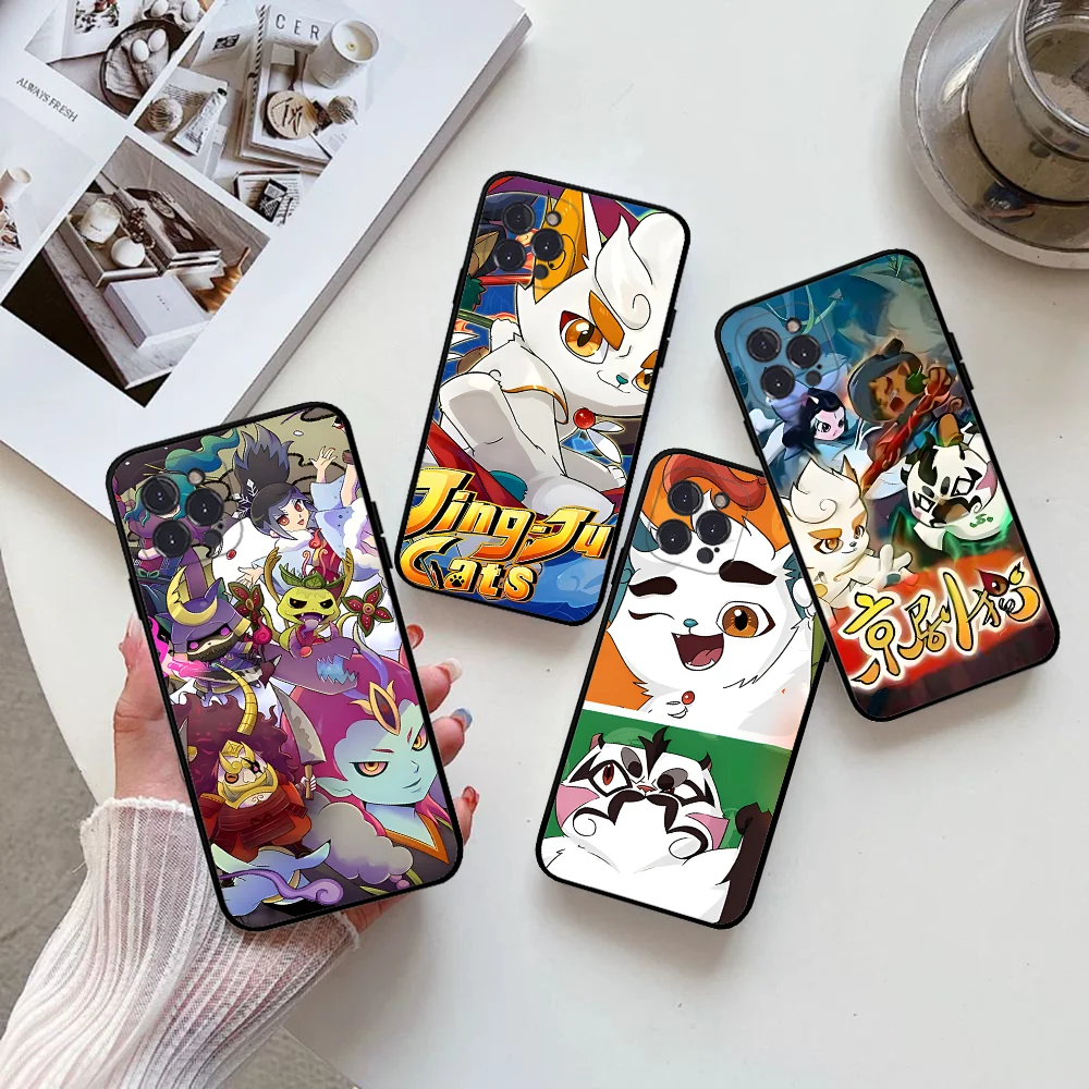 Beijing Opera Cats Phone Case Silicone Soft for iphone 15 14 13 12 11 Pro Mini XS MAX 8 7 6 Plus X XS XR Cover