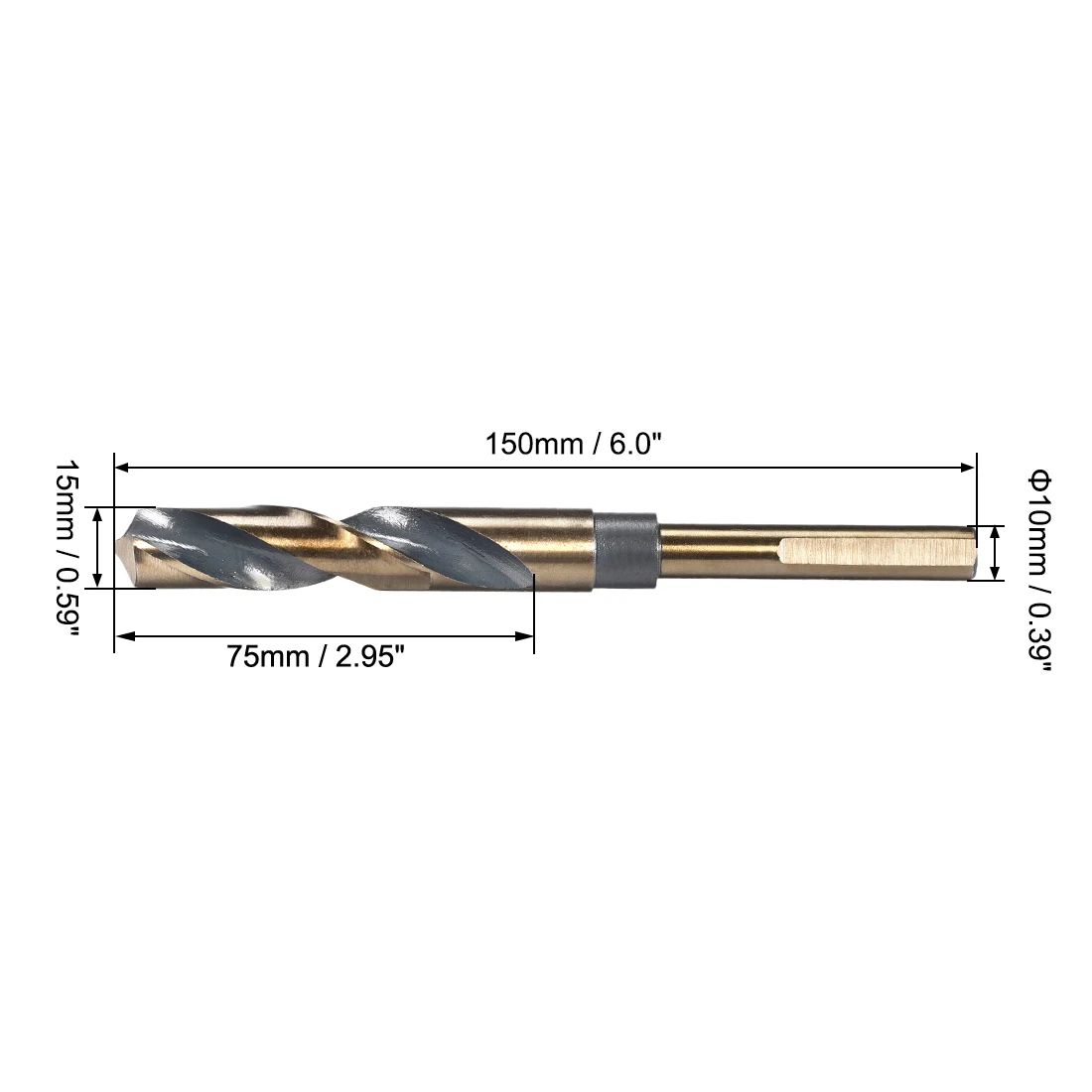 150mm HSS Twist Drill Bit Set Reduced Shank 15/16/17mm 0.39-1/2 Inch Stainless Steel Drilling Bit Set for Metal