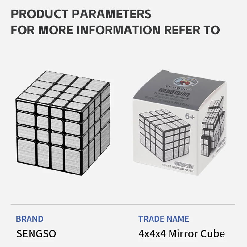 Sengso mainan Puzzle anak-anak, kubus ajaib cermin 4x4 kecepatan, hadiah permainan 4 × 4 Speedcube khusus