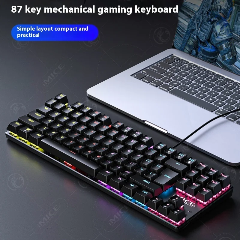 

IMICE special price MK-X50 wired USB illuminated 87 key green axis mechanical metal panel esports game mechanical keyboard