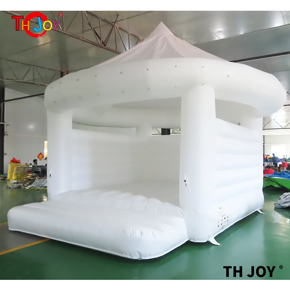 4x4m Commercial Adults Kids Inflatable White Wedding Bouncy Castle Inflatable Bounce House With Top Cover For Sale