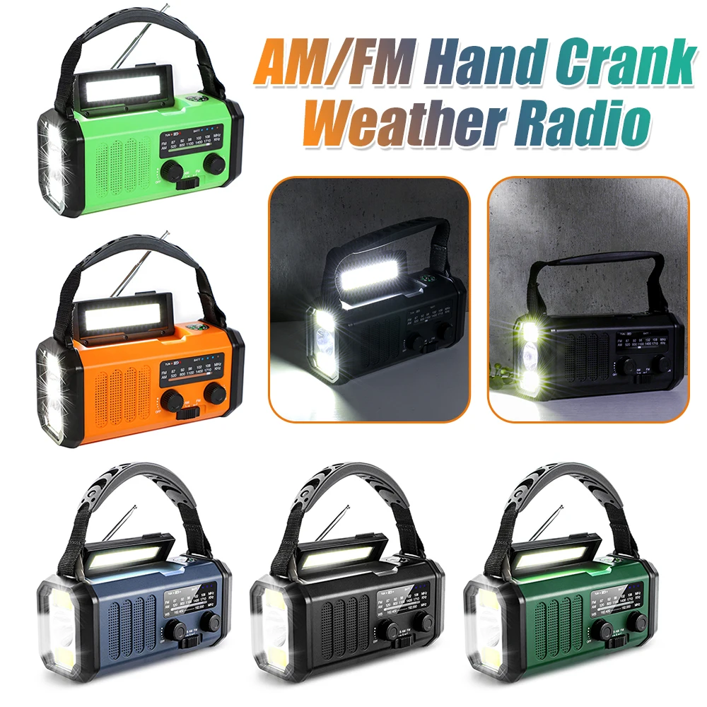 

Solar Powered Emergency Power Bank SOS Alarm Type-C Charging Emergency Weather Radio Multifunctional Reading Lamp for Cell Phone