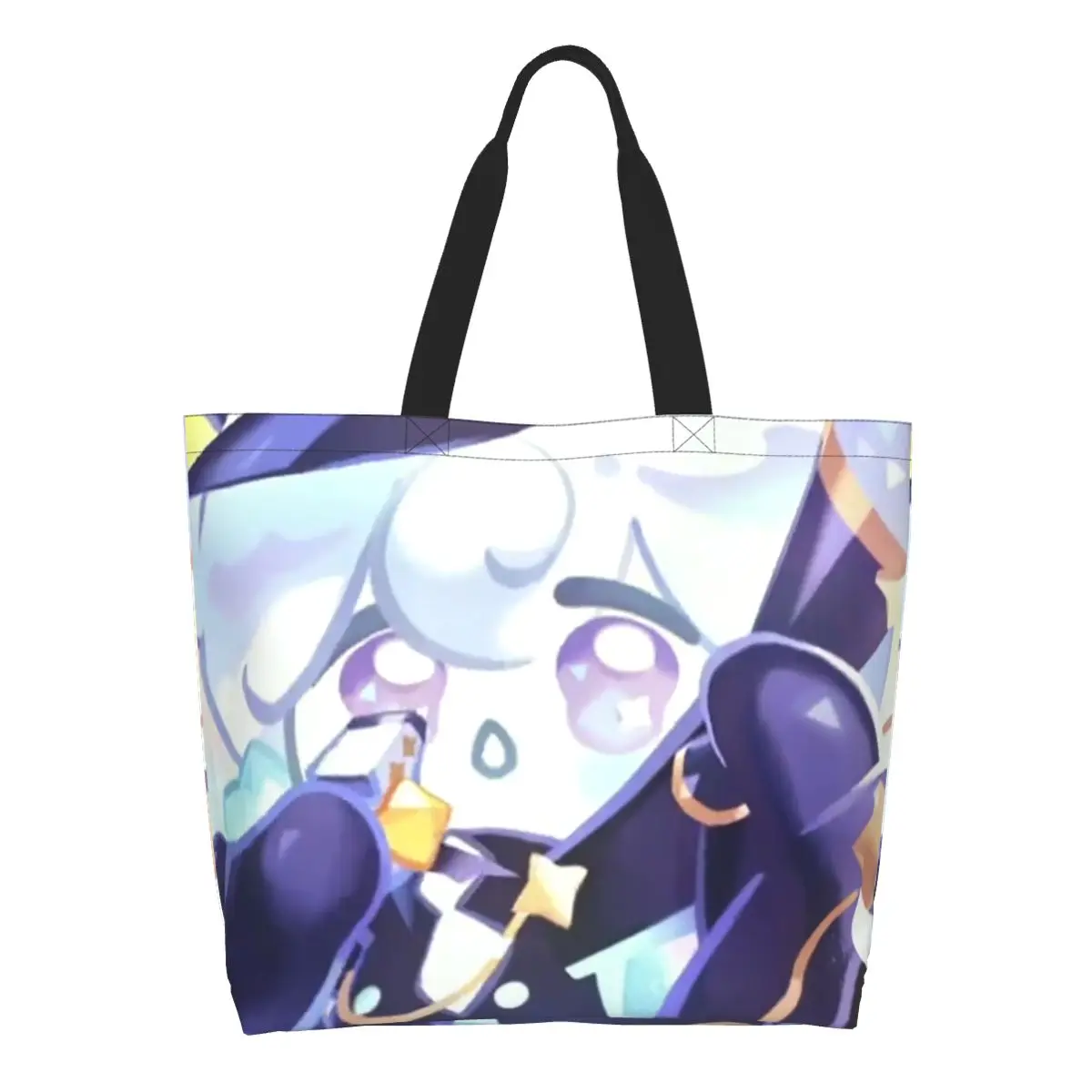 Milky Way Cookie Run Kingdom Game Shopping Tote Bag Canvas Large Capacity Shoulder Bags Shopper Grocery Handbag for Women