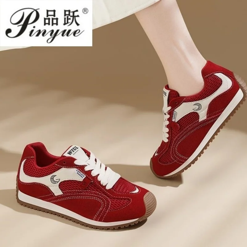 

Женские тренировочные туфли Moral из натуральной кожи, нескользящие дышащие кроссовки на плоской подошве, женская повседневная обувь для бега, размеры 35-40