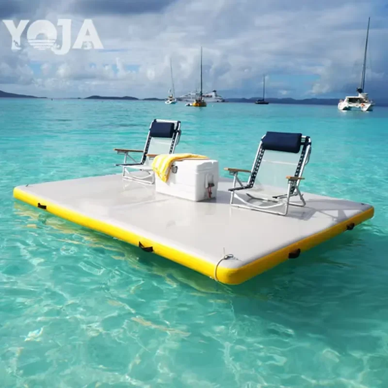 Inflatable Water Floating Dock Platform for Lake Swimming Fishing Leisure Activity Portable Buoy Mat Outdoor Recreation Gear