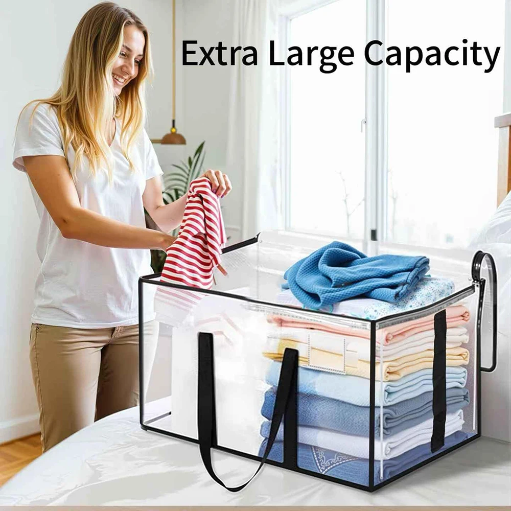 Large Capacity Moving Bag, Household Transparent Visible Waterproof Storage Bag,  Quilt Storage and Plush Toys Storage Bag