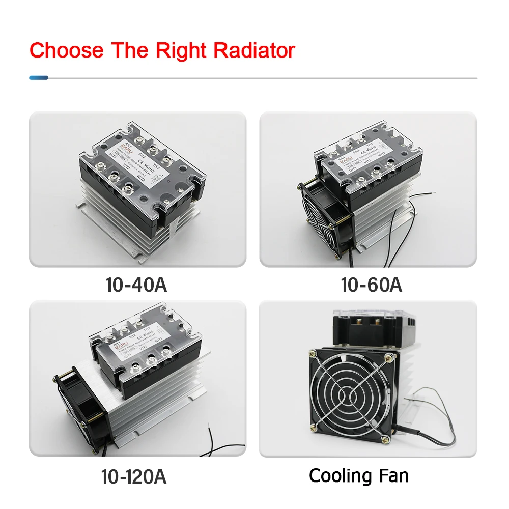 TSR  SSR-10AA 25A 40A 60A 80A Three Phase SSR Solid State Relay AC Control AC 480V 70-280V Input Aluminum Radiator Heat Sink