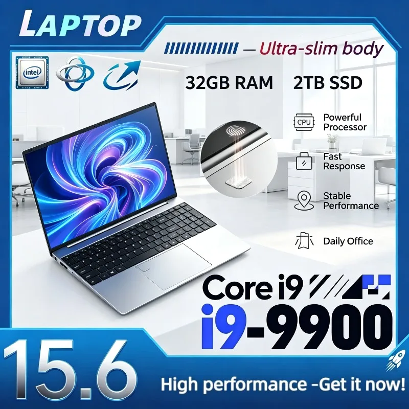 Core i9-9900 Business Notebook PC Computer Ultra Slim 15.6-Inch Laptops, 32GB RAM, 2TB SSD, for Office and Games.