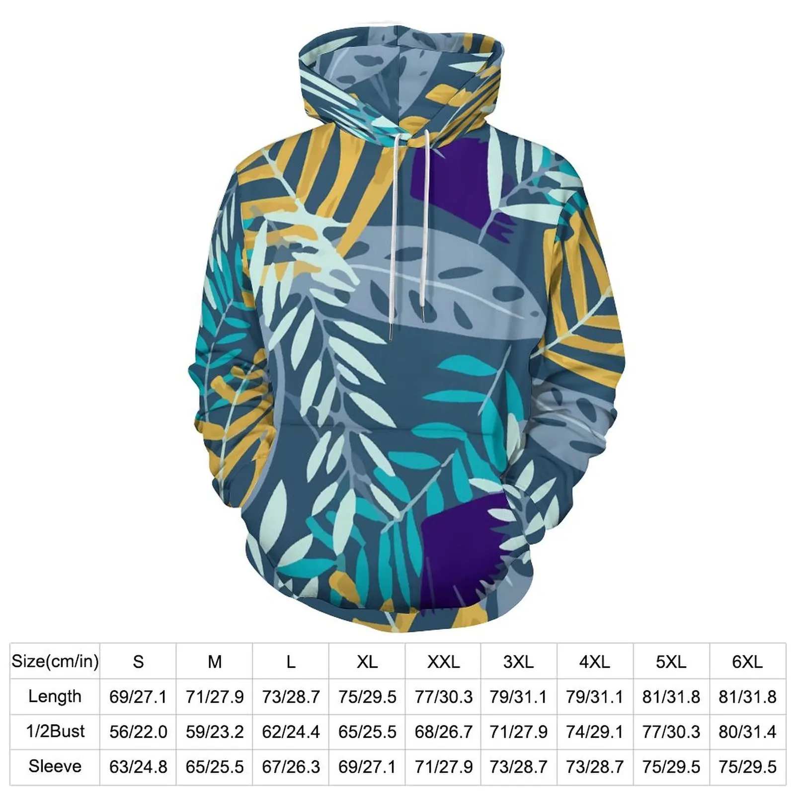 Tropical Plants Hoodies Colorful Leaves Print Street Fashion Casual Pullover Hoodie Long Sleeve Sweatshirts Birthday Gift