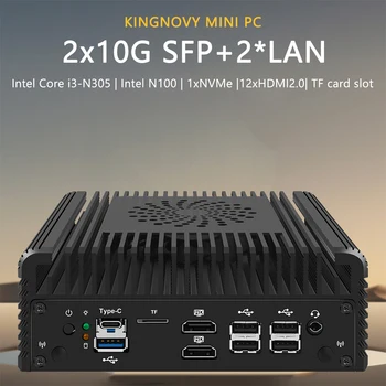 Intel i3 n305 3 n355 n150 n100 ruter12 גגן חומת אש גגן מיני pc2x10g sfp + 2 xi226-v 2.5g 1xnvme 2xhdmi ddr5 דק nipc