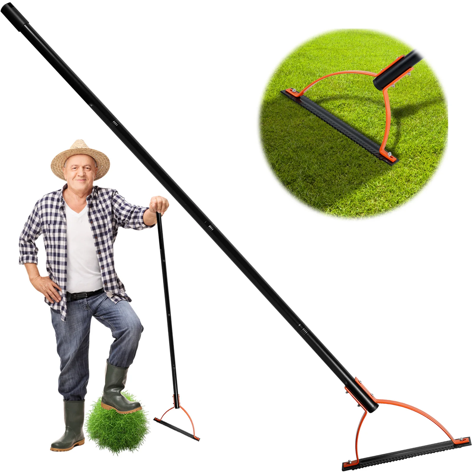 

Manual Grass Whip with Double-Edged Serrated Steel Blade Handheld Weed Whacker Grass for Overgrown Weeds in Yard Field Trenches