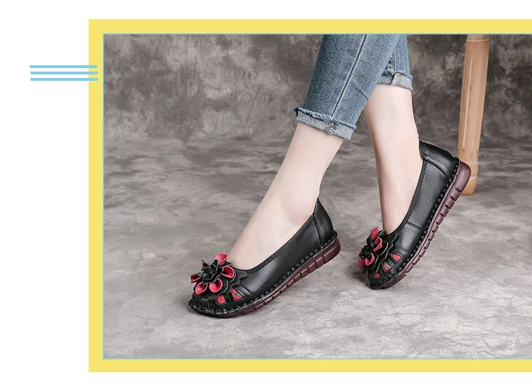 Neue handgefertigte Ballerinas mit Blumenmuster im Vintage-Stil, Damenschuhe aus echtem Leder, Mokassins, Slip-On-Loafer für Damen, weiche Luxus-Flats – Detail 39