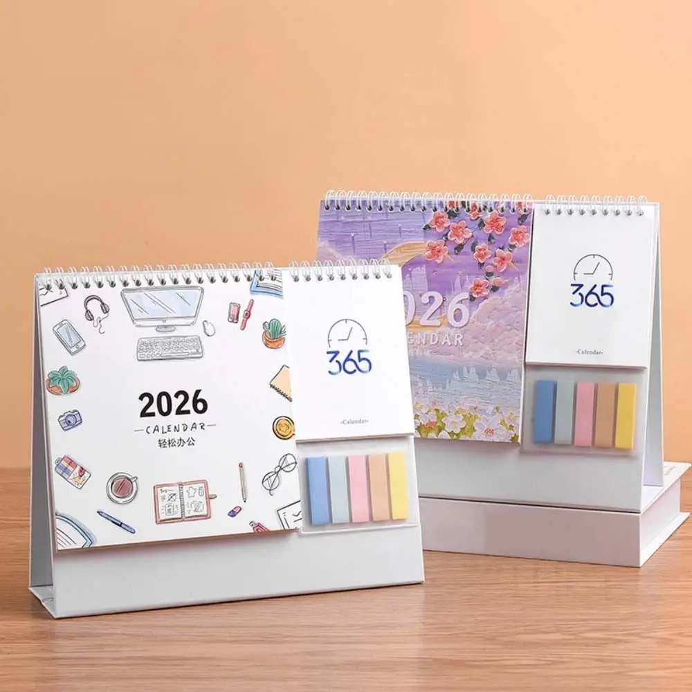 

Chinese New Year Style 2026 Desk Calendar Coil Binding with Notes Horse Year Calendar Cartoon Pony Month Date Display
