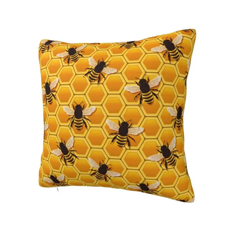 Luxury Honey Bees Cushion Cover 60x60cm Polyester Pillow Case for Sofa Square Pillowcase Home Decor