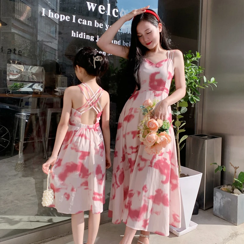 

Mom Daughter Dress Resort Mother and Baby Girls Matching Beach Dresses Vacation Look Women Summer Clothing Parent-child Clothes