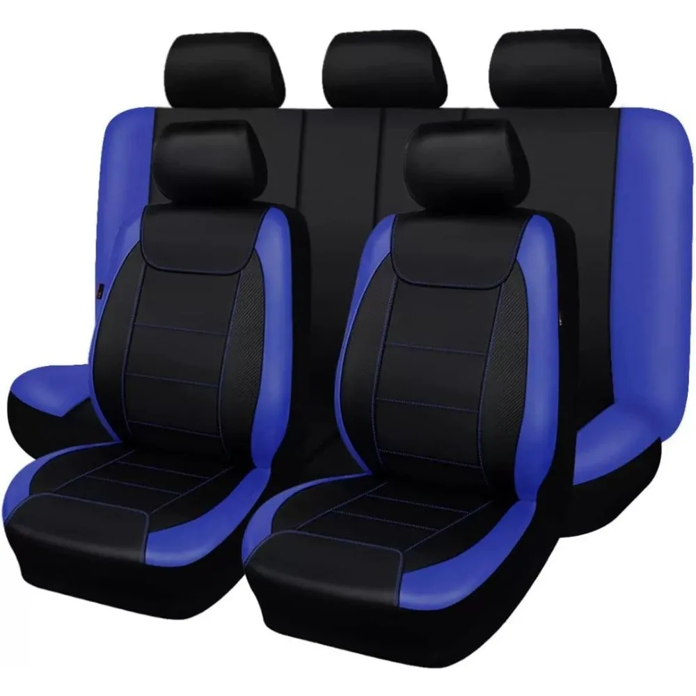 Universal Car Seat Covers PU Leather Woven Texture Spliced Cow & Leopard Print Auto Seat Protector Fit Cars SUV Truck
