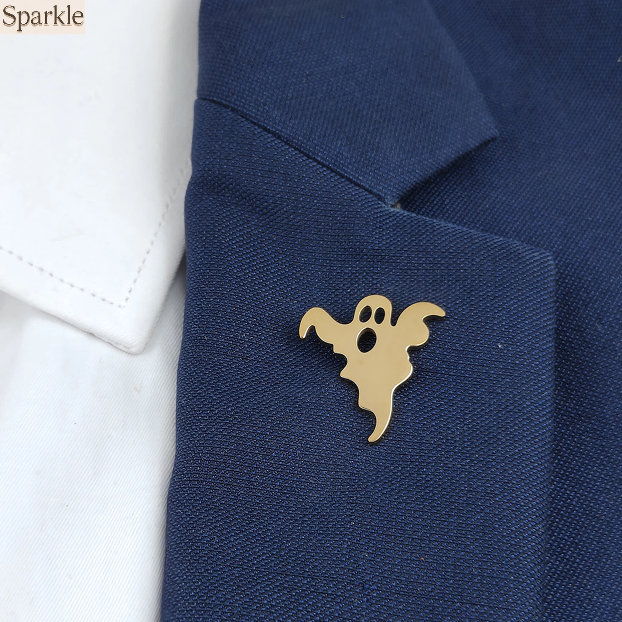 

Men's Ghost Devil Lapel Pin, Stainless Steel Gold-Plated Badge, Black Brooch, Suit Accessories, Halloween Gift, New