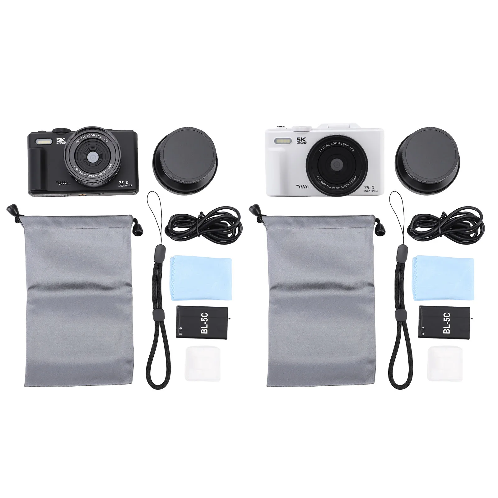 

Travel Camera 180 Degree Screen 18X Zoom WiFi Transfer Portable Digital Camera 75MP with 32GB Memory Card for Camping Trip