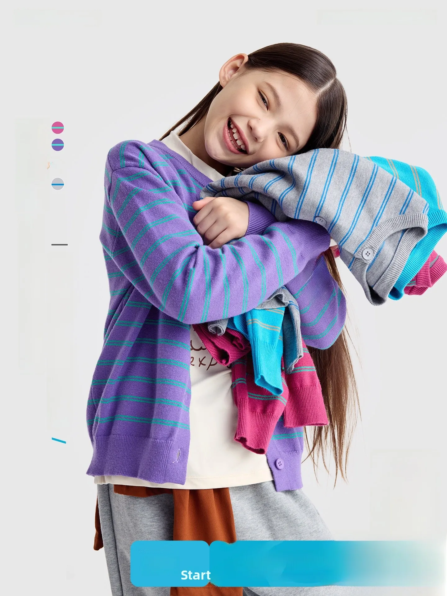

Purrfect Diary Children's Striped Knitwear Soft Warm Long Sleeve round Neck Pullover Coat for Boys And Girls Spring Autumn Wear