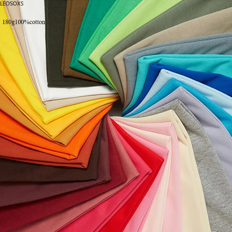 

Loose 100% Cotton 180g Solid Color T-shirt Men's Short Sleeved Fashion Brand Trend T-shirt Custom Candy Color Summer Top