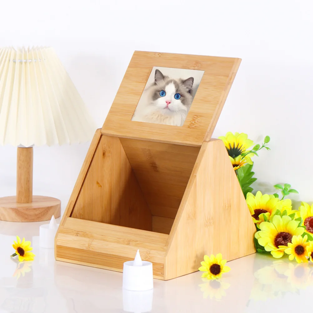 Caja conmemorativa para perros y gatos, marco de fotos, urna de madera para mascotas (h-021), 1 unidad, regalo, urnas para cenizas de bambú para perros de cremación para pérdida de cenizas