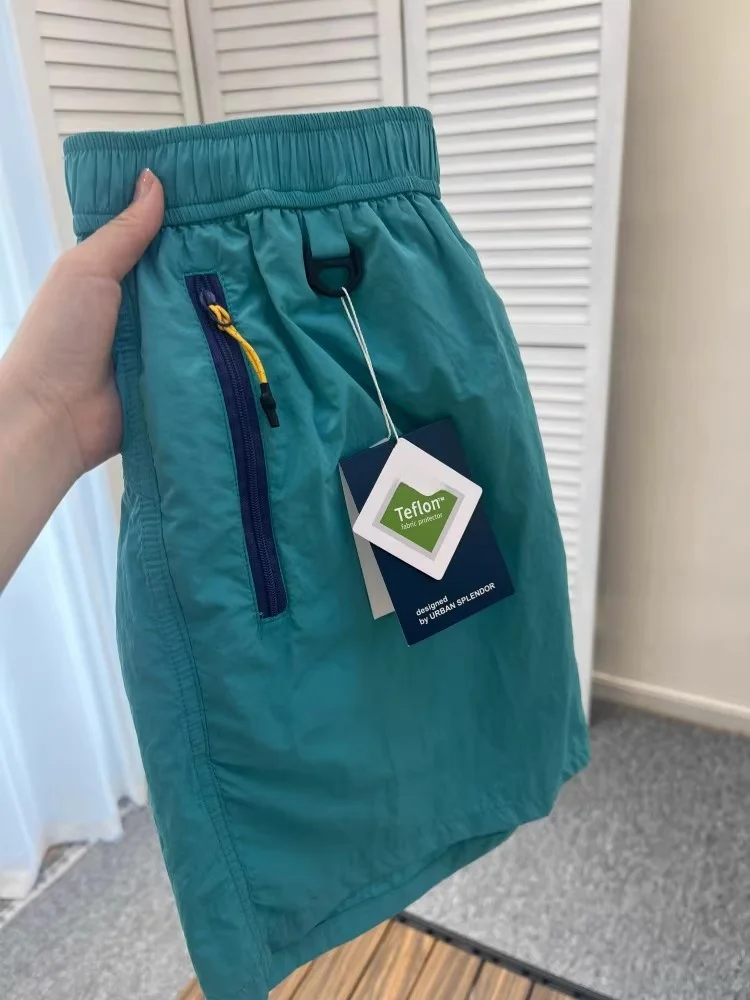 

Quick Dry Zipper Shorts Loose Hiking Outdoor Sports Pants High Waist Commuter Style Korean Brand Summer Casual Pure Color
