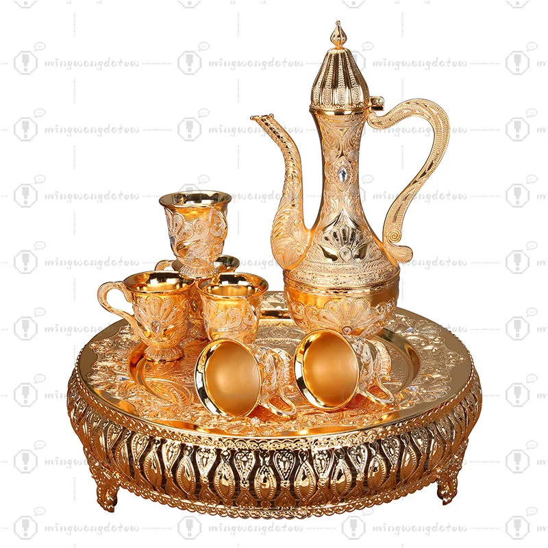 European Style Wine Glass Set, Luxury Metal Flask & Decanter, Creative Home Gift