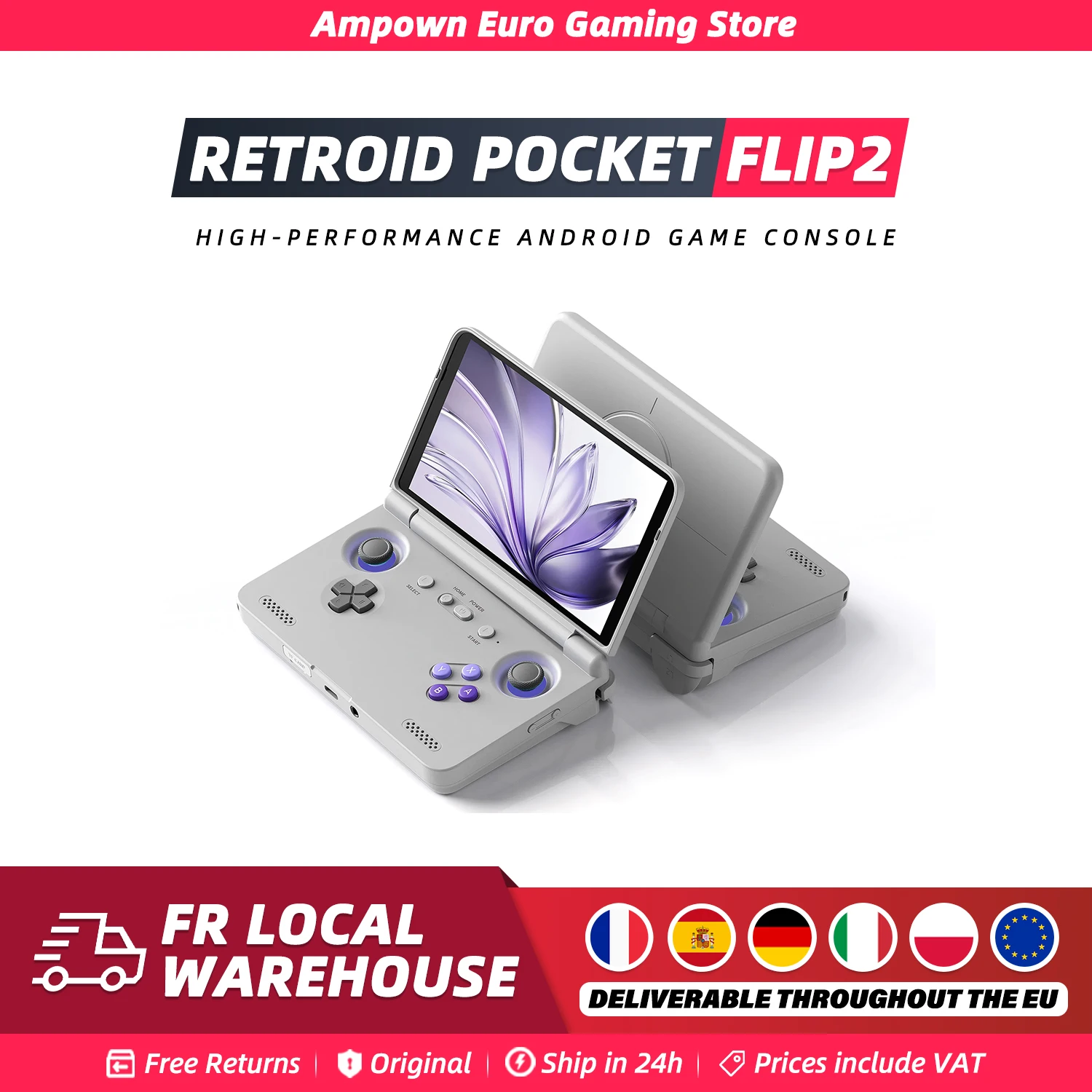 Retroid Pocket Flip2 Console de jeu portable 5.5 ''AMOLED écran sortie vidéo MTK Snapdragon processeur ventilateurs refroidissement charge rapide